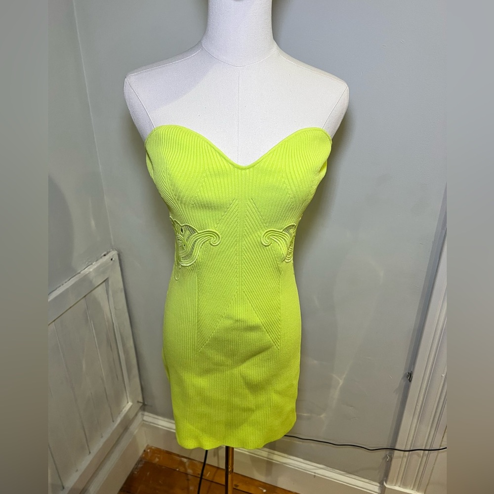 Neon green/ lime Self Portrait halter dress knit